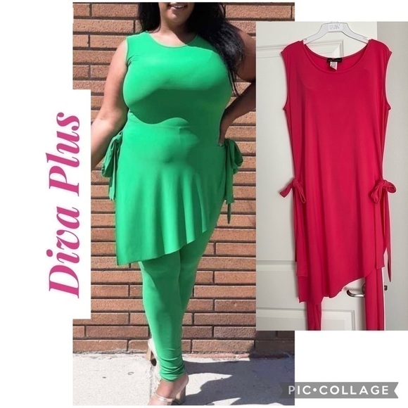 Blu Trends Pants - Diva Plus! Fuchsia 2 Piece Top & Pants